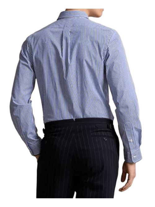 Camicia da uomo in popelin stretch a righe colore bianco/blu POLO RALPH LAUREN | 710928255008